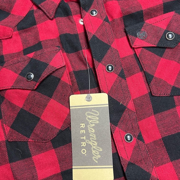 Boys Wrangler Red and Black Checkered Shirt - Picture 2 of 5